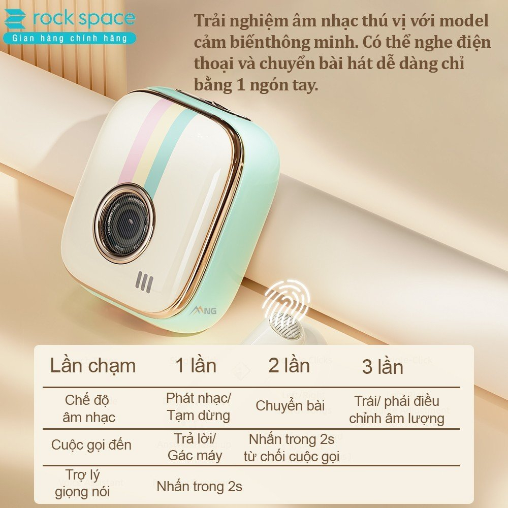 Tai nghe Bluetooth không dây nhét tai TWS Rockspace Retro Style nghe nhạc lên đến 24h Hàng chính hãng có bảo hành