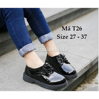 Giày đen mặc vest cho bé trai đồng phục học sinh nam 3 - 12 tuổi diện tết T26 ZABABY - Kèm ảnh thực tế