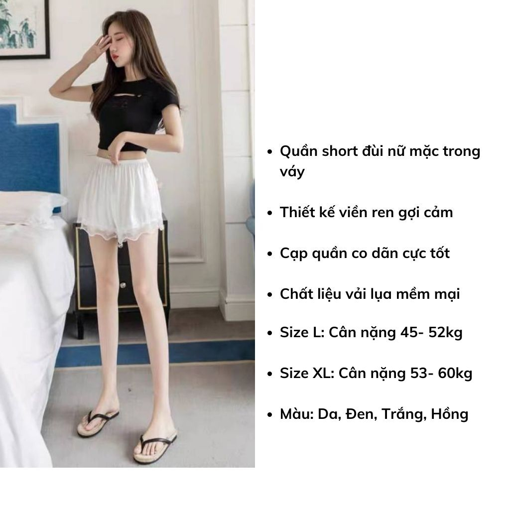 Quần mặc trong váy quần short đùi nữ chất lụa mềm mại thoáng mát JOCOSI V550