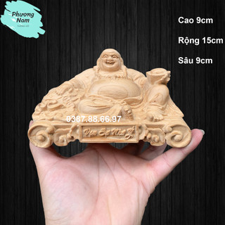 Tượng phật di lặc vạn sự như ý rộng 15cm chất liệu gỗ ngọc am nguyên khối