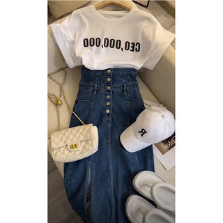 (ORDER) Set áo phông + chân váy jean