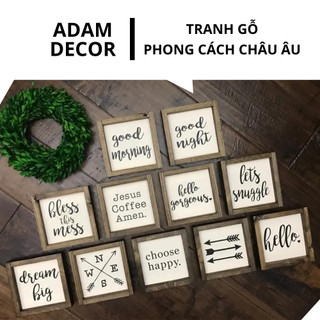 Tranh treo tường bằng gỗ Phong cách Vintage decor, trang trí bàn học, phòng khách,phòng ngủ kích thước 20x20/30x30cm