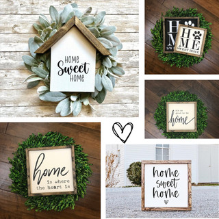 (KHÔNG GỒM VÒNG LÁ) Biển gỗ Home Sweet Home phong cách vintage , biển Wellcome trang trí treo tường phòng khách