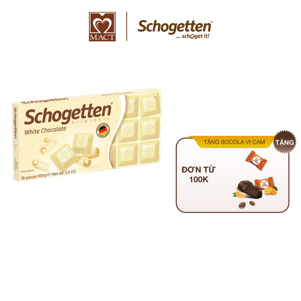 Sôcôla SCHOGETTEN - Vị Trắng White Chocolate - thanh 100g gồm 18 viên rời