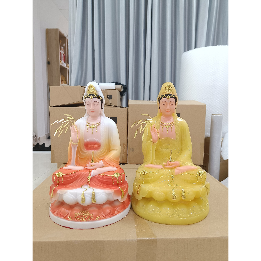 Tượng phật mẫu Quan âm bồ tát ngồi đài sen, kích thước 16in chiều cao 40cm