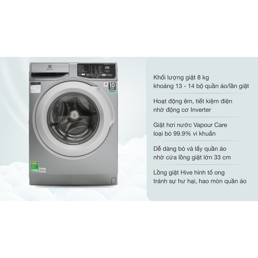 Sale giảm giá Máy giặt Electrolux Inverter 8 kg EWF8025CQSA - Dienmaykhore