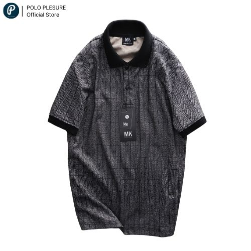 Áo polo nam họa tiết kẻ Oxford PLEASURE, Chất vải umi cotton dày dặn, mền mịn chống nhăn nhàu tuyệt đối