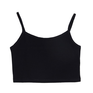 Áo Croptop Hai Dây Thun Viền Trơn Basic Cho Nữ