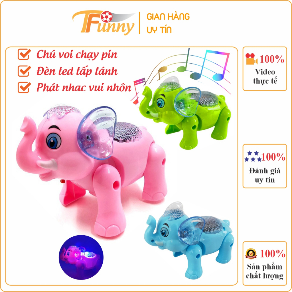 Đồ Chơi Con Voi, Đồ Chơi Chú Voi Phát Nhạc, Phát Sáng, Chạy Pin