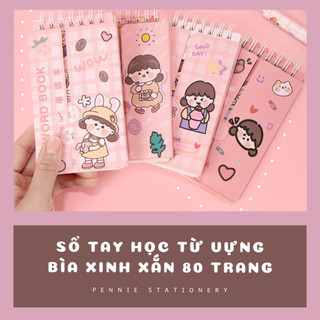 Sổ học từ vựng tiếng anh Pennie bìa xinh xắn 80 trang sổ ghi chú ôn tập từ mới