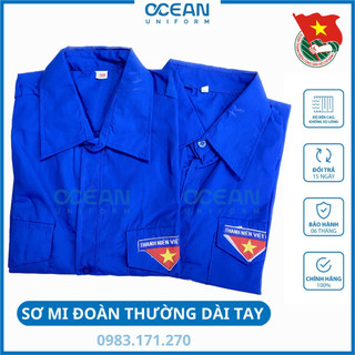Áo đoàn thanh niên nam nữ dài tay,áo sơ mi đoàn thanh niên dài tay, HÀNG TIÊU CHUẨN
