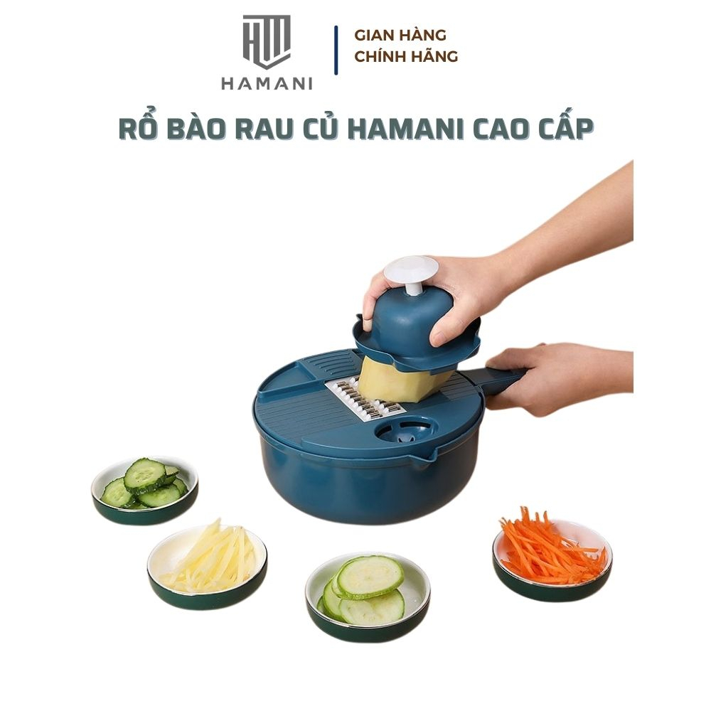 Rổ Bào Rau Củ 8 Trong 1 HAMANI Đa Năng, An Toàn Không Lo Đứt Tay