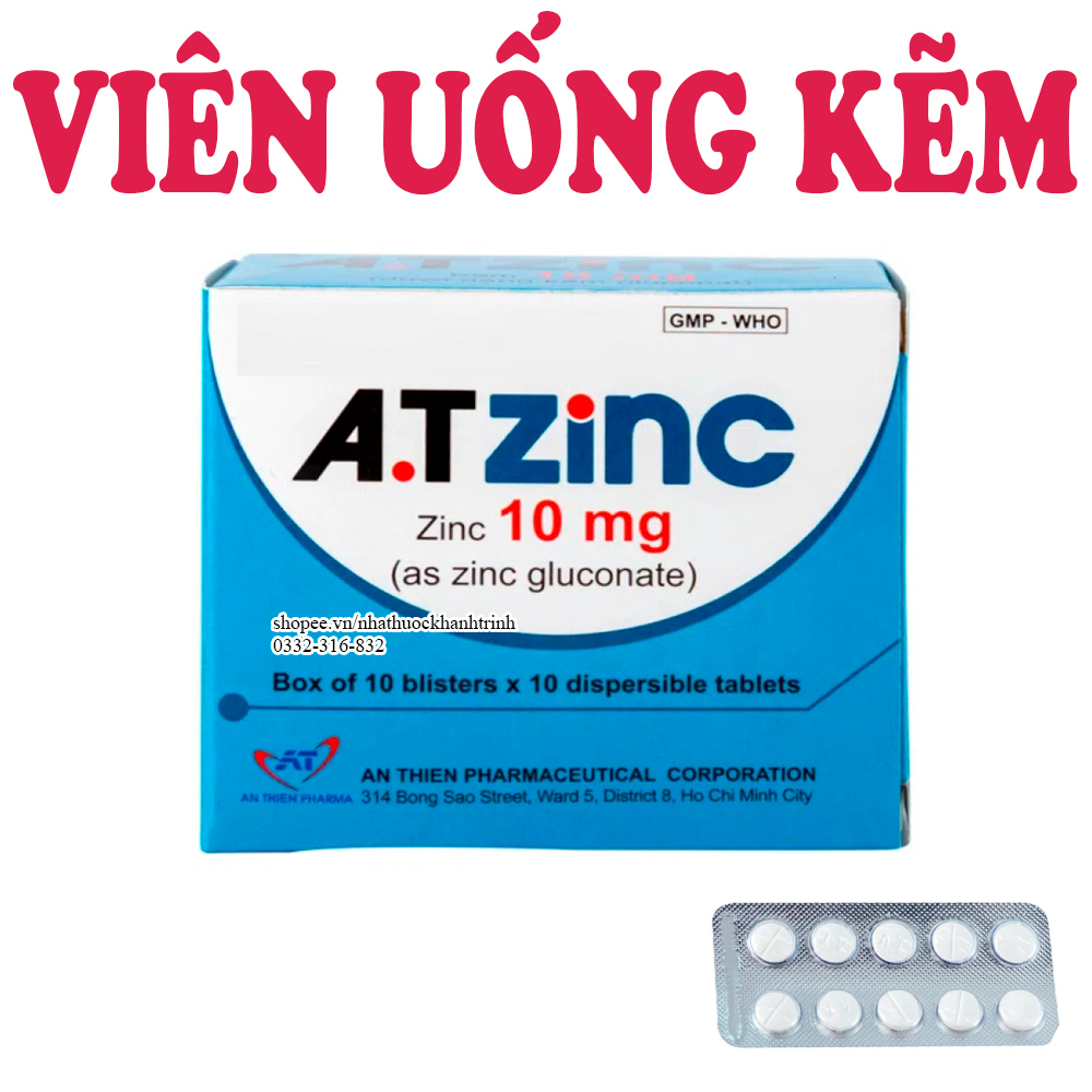 Viên uống Kẽm Zinc Gluconate An Thiên Pharma (hộp 100 viên)