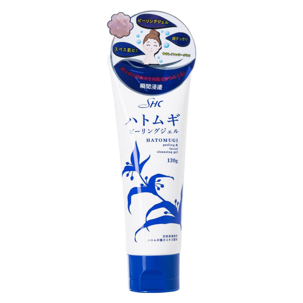 Tẩy da chết dạng gel Hatomugi SHC Peeling & Facial Cleansing Gel 120g chiết xuất ý dĩ giúp làm sạch da Nhật Bản