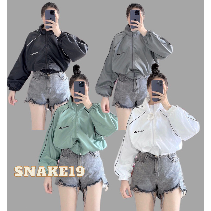 (CHÍNH CHỦ )Áo khoác dù nữ dáng lửng cánh dơi viền sọc chỉ Adidass form rộng chất dù 2 lớp dày dặn (RM001)