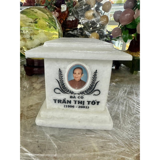 Hủ đưng tro cốt phật giáo đá trắng