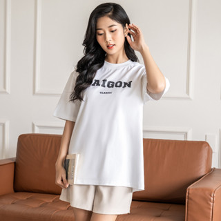 Áo Thun Tay Lỡ Hibi Sports Saigon Classic K101 Kiểu Phông Unisex Nam Nữ Vải Cotton Mịn Form Oversize 