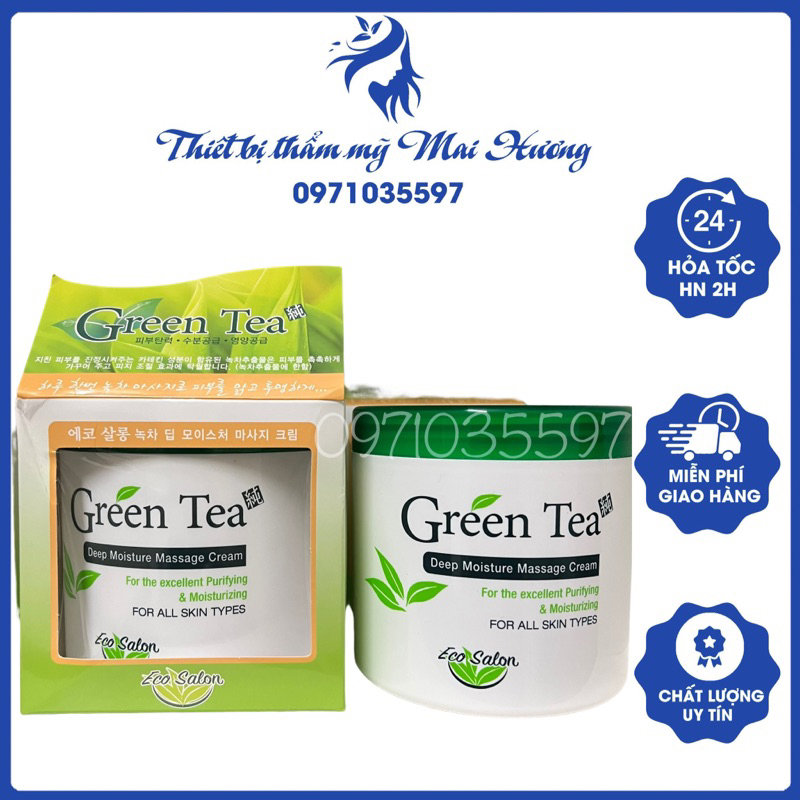 Kem Massage Trà Xanh Tổng Hợp Green Tea Hộp 450gr Của Hàn Quốc Giúp Tăng Độ Đàn Hồi Giảm Lão Hóa Da Cho Da Mịn Màng