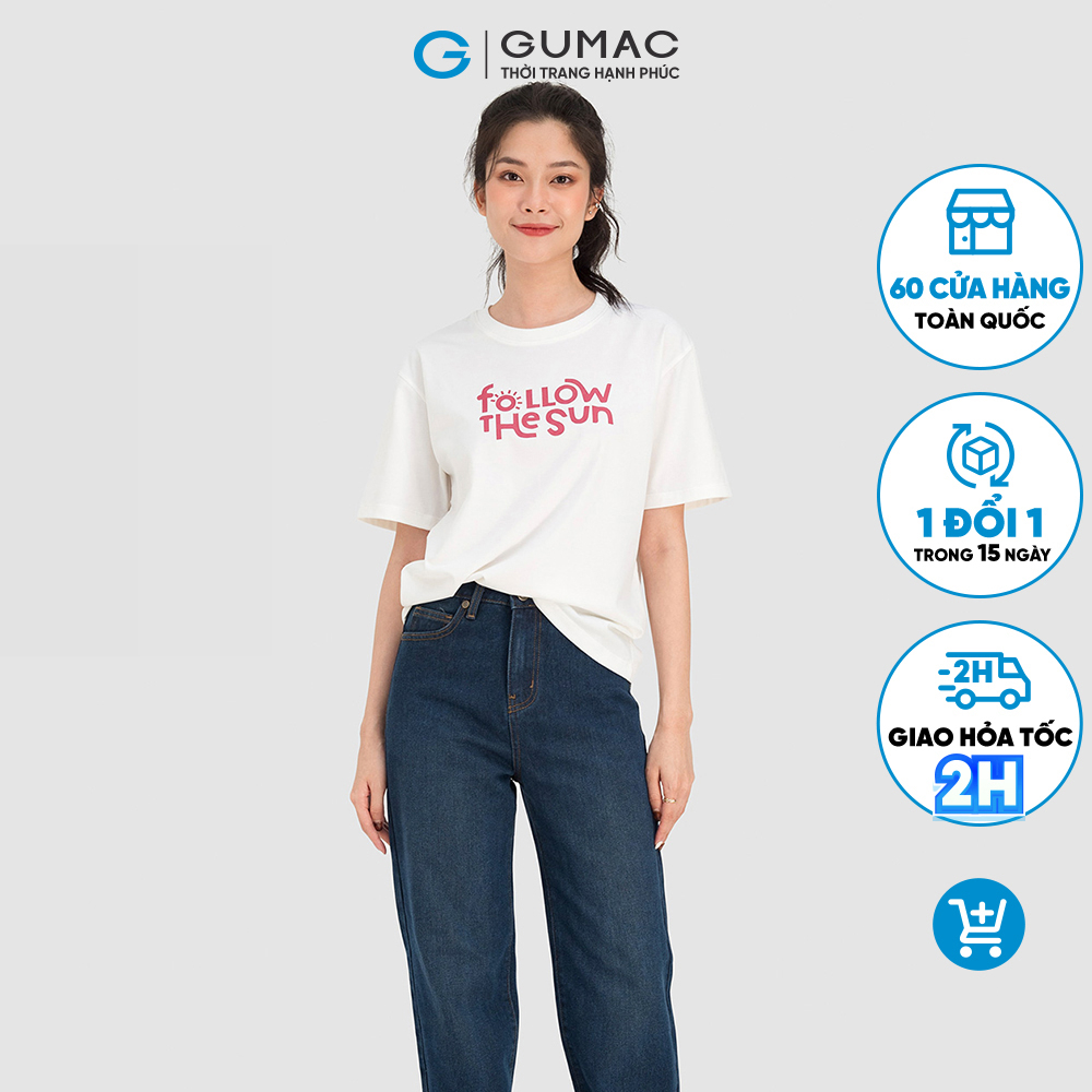 Áo thun nữ in chữ thời trang GUMAC ATC08079