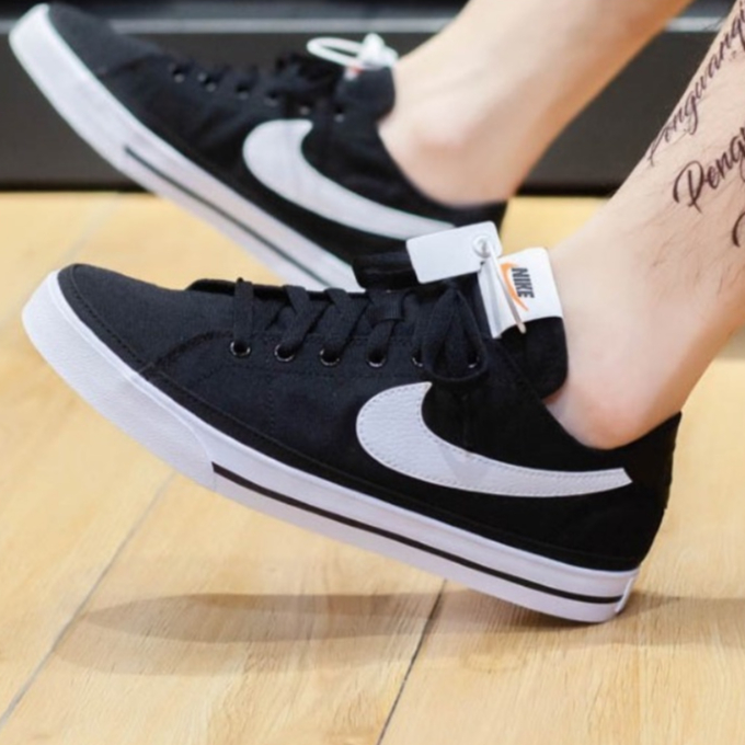Giày Nike Court Legacy Canvas 'Black White' CW6539-002