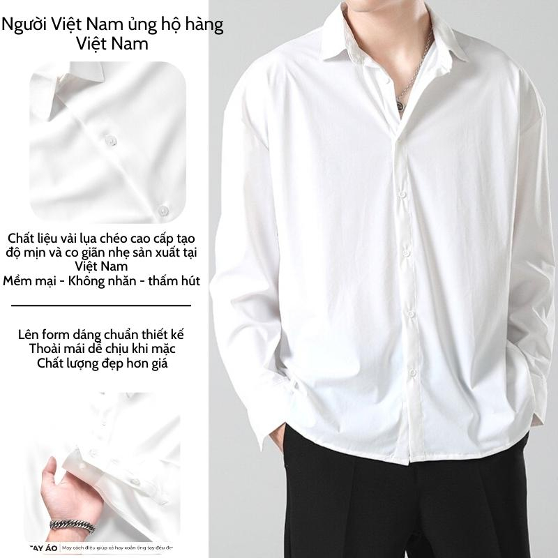 Áo sơ mi nam đẹp unisex trơn form rộng vừa áo trắng đi học nam vải mịn mềm mại phong cách Hàn Quốc Oreno