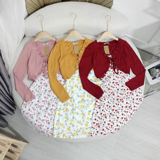 (50-95KG) ẢNH THẬT  MsBIGSIZE Set đầm 2s hoa D893  (Set đầm gồm đầm 2S kèm khoác cardigan)