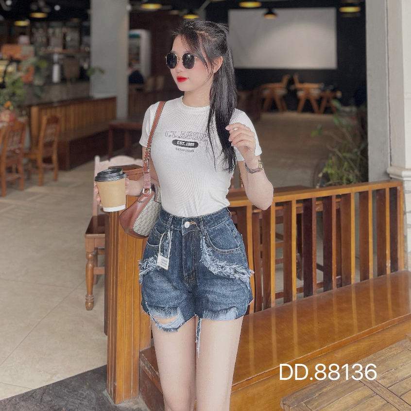 Quần short jean rách S'cool xanh tôn dáng trẻ trung năng động | BigBuy360 - bigbuy360.vn