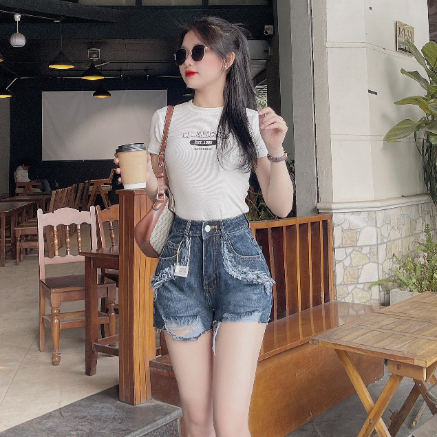 Quần short jean rách S'cool xanh tôn dáng trẻ trung năng động | BigBuy360 - bigbuy360.vn