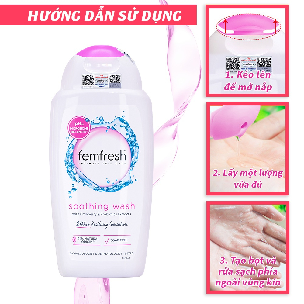 Combo 2 Dung Dịch Vệ Sinh Phụ Nữ Femfresh Soothing Wash -Hỗ Trợ Các Vấn Đề Về Da 250ml TẶNG Quà Siêu Xinh