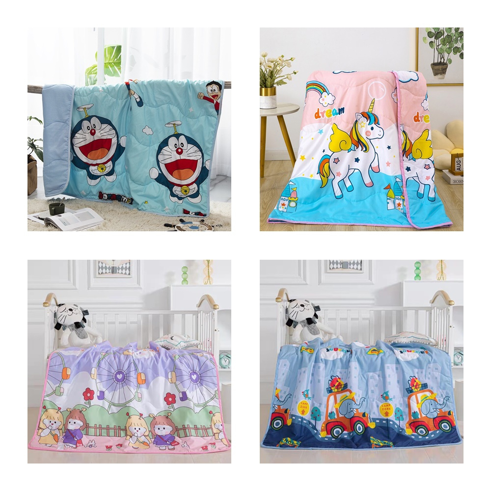 Chăn đũi hè thu in hình 2 mặt, siêu nhẹ, mềm, mịn cho bé gái, bé trai (kích thước 1.1m x 1.5m)