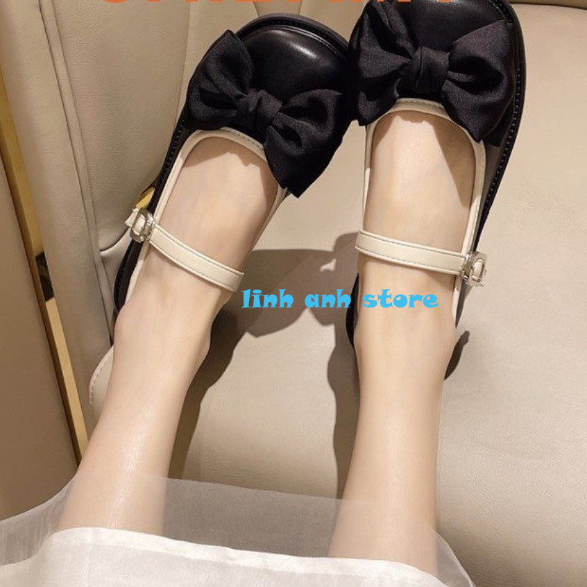 Giày LOLITA MARY JANE mũi tròn đính nơ 2 màu hàng QC cao cấp