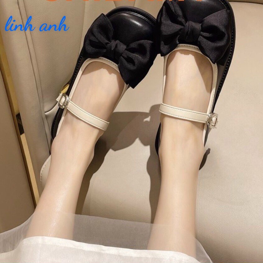 Giày LOLITA MARY JANE mũi tròn đính nơ 2 màu hàng QC cao cấp