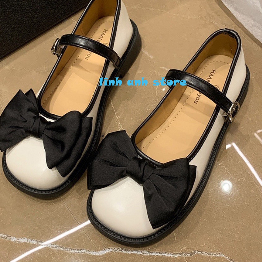 Giày LOLITA MARY JANE mũi tròn đính nơ 2 màu hàng QC cao cấp