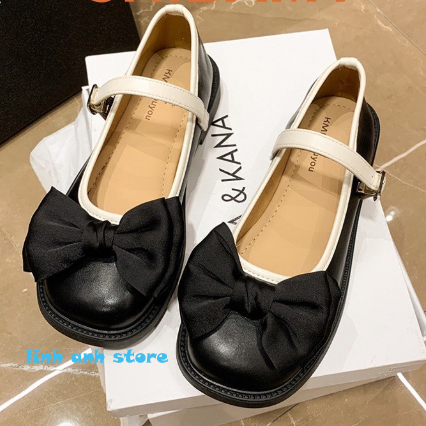 Giày LOLITA MARY JANE mũi tròn đính nơ 2 màu hàng QC cao cấp