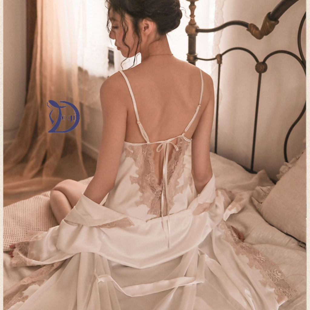 Váy ngủ hai dây phối ren sexy đầm mặc nhà quyến rũ gợi cảm có kèm quần chíp DV018 | BigBuy360 - bigbuy360.vn