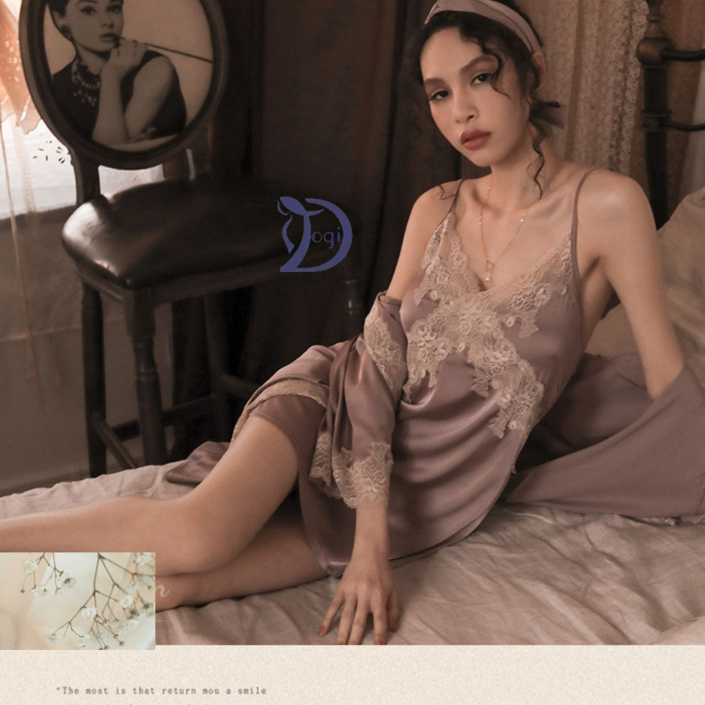 Váy ngủ hai dây phối ren sexy đầm mặc nhà quyến rũ gợi cảm có kèm quần chíp DV018 | BigBuy360 - bigbuy360.vn