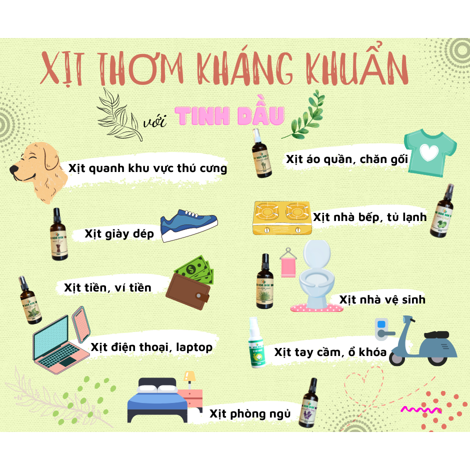 Chai Xịt Tinh dầu Oải Hương 100ml - Hoa Nén - Tạo mùi thơm, khử mùi, ch.ống ẩm mốc, đuổi muỗi, côn tr.ùng