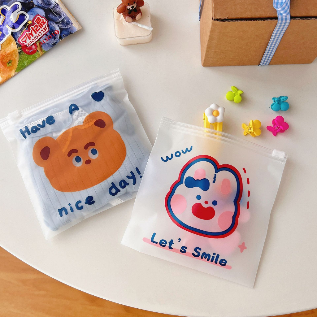 Túi zip mini cute đựng bánh kẹo, đồ dùng họa tiết hoạt hình dễ thương