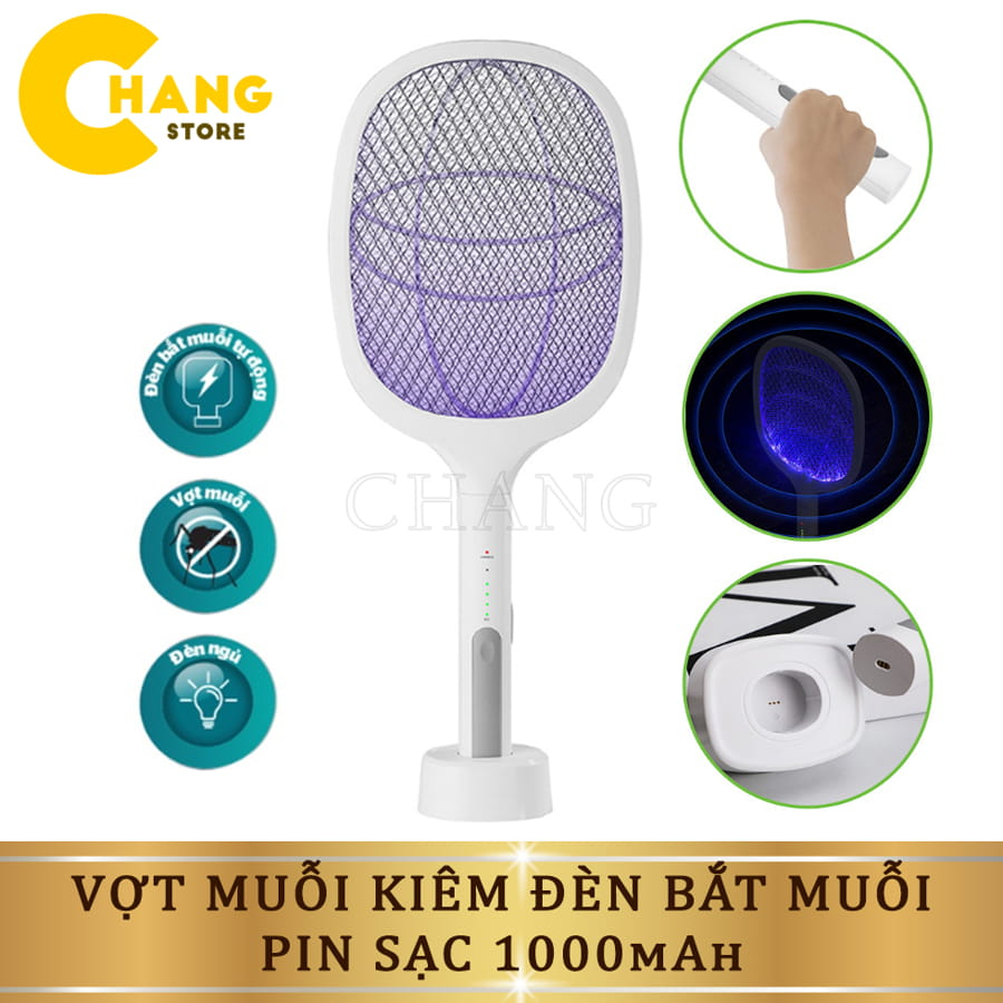 Vợt Muỗi Thông Minh Kiêm Đèn Bắt Muỗi Tự Động 2 In 1 - Pin Sạc Cao Cấp 1200 mah An Toàn Tiện Lợi