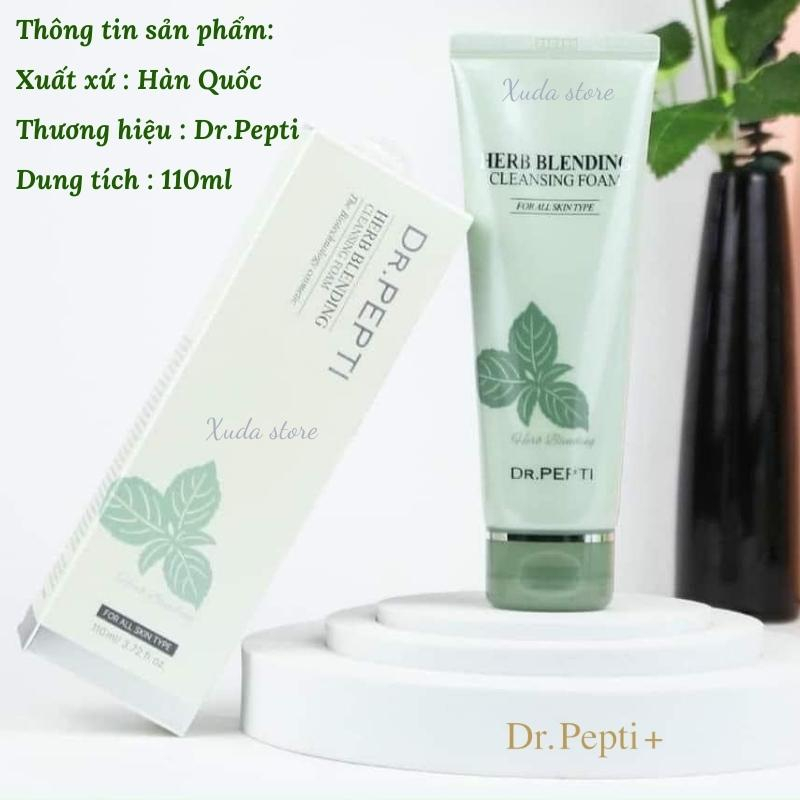 Sữa rửa mặt DR.PEPTI bạc hà trà xanh Dr. Pepti+ Herb Blending 110ml  sạch sâu ngăn ngừa mụn , se khít lỗ chân lông