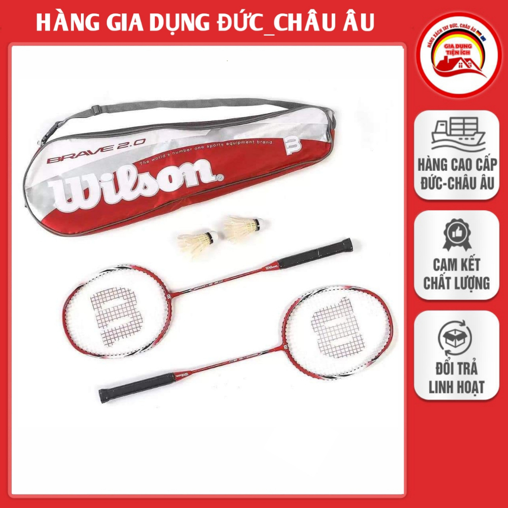 Bộ vợt cầu lông Wilson Badminton phiên bản mới Brave 2.0, kèm 2 cầu, bộ vợt hàng hiệu siêu xịn chất - Nhập Đức