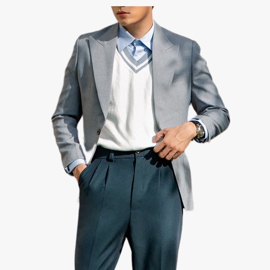 Áo vest blazer nam form rộng dài tay unisex basic chất liệu nhung dù Hàn cao cấp BLV01K0500