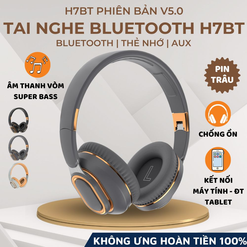Tai Nghe Chụp Tai Headphone Bluetooth Không Dây Có Mic H7BT NEW 2023 Âm Thanh Vòm 9D Siêu Bass Cực Chất