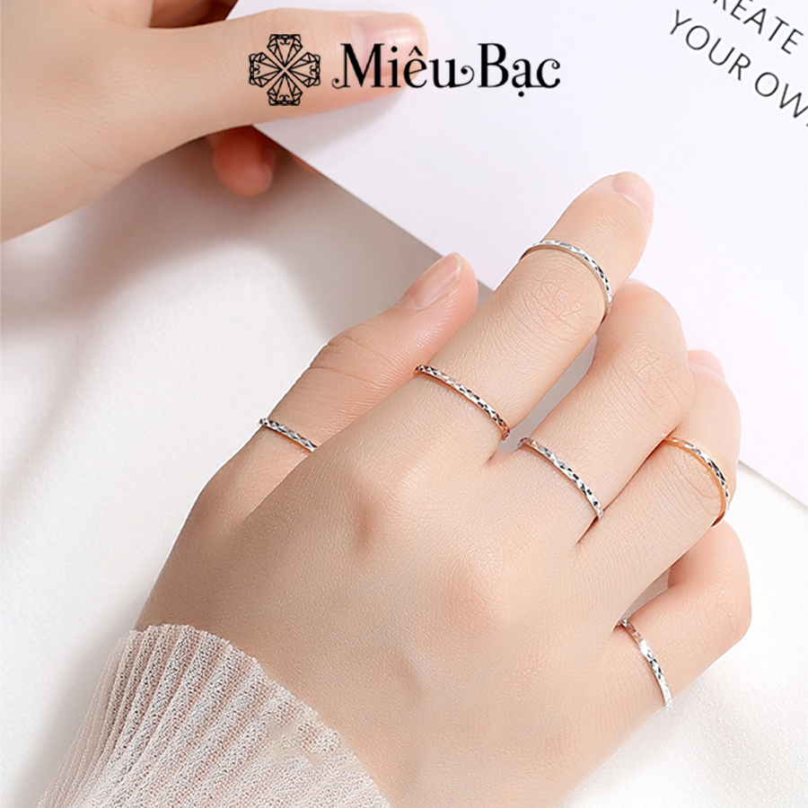 Nhẫn bạc nữ Miêu Bạc họa tiết phay basic chất liệu s925 phụ kiện thời trang trang sức nữ  MN02