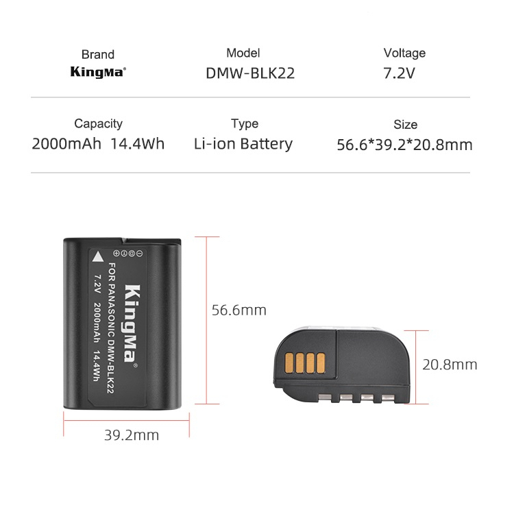 Pin sạc đôi Kingma Ver 3 for Panasonic DMW-BLK22