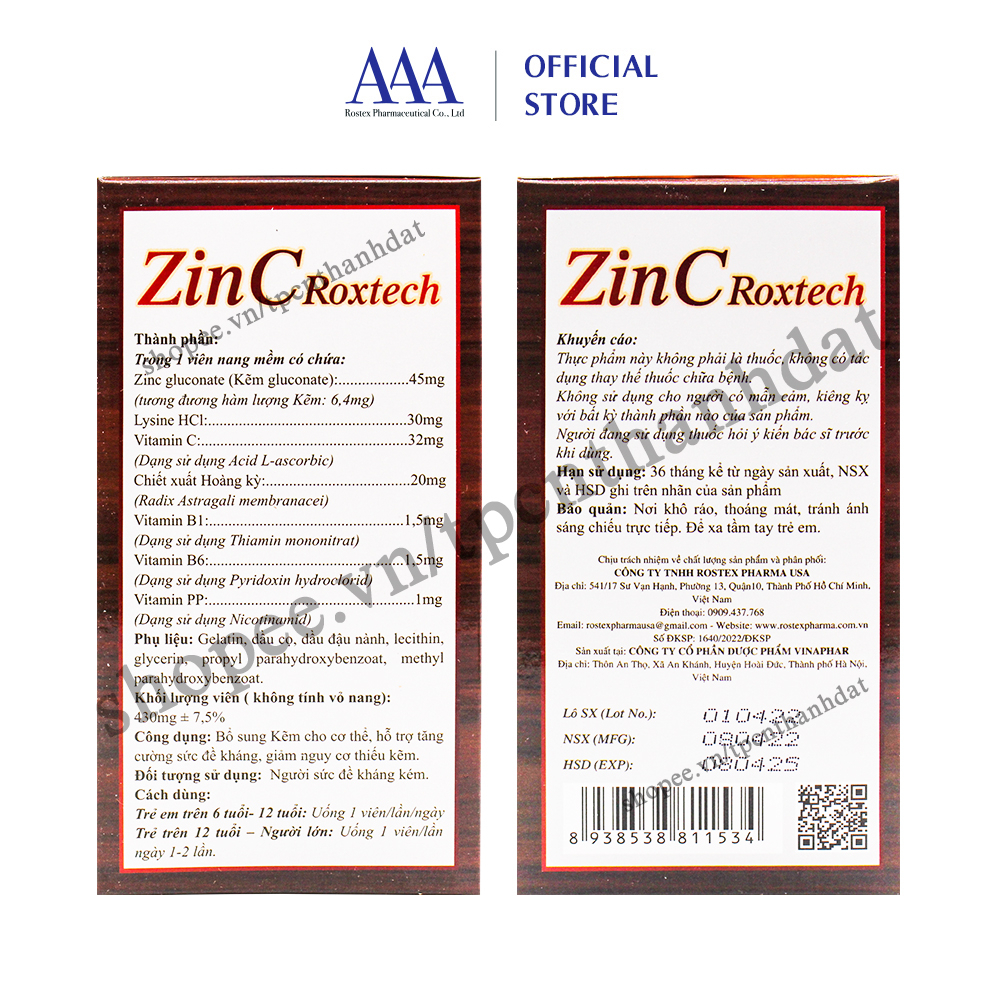 Mua Viên Kẽm ZinC Roxtech hỗ trợ tăng cường sức đề kháng, bồi bổ cơ thể ...