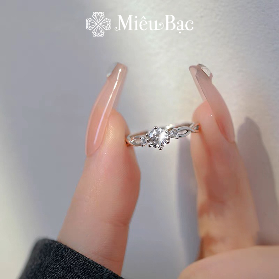 Nhẫn bạc nữ Miêu Bạc Clara đính đá sang chảnh đủ size chất liệu bạc S925 thời trang phụ kiện trang sức nữ N400408