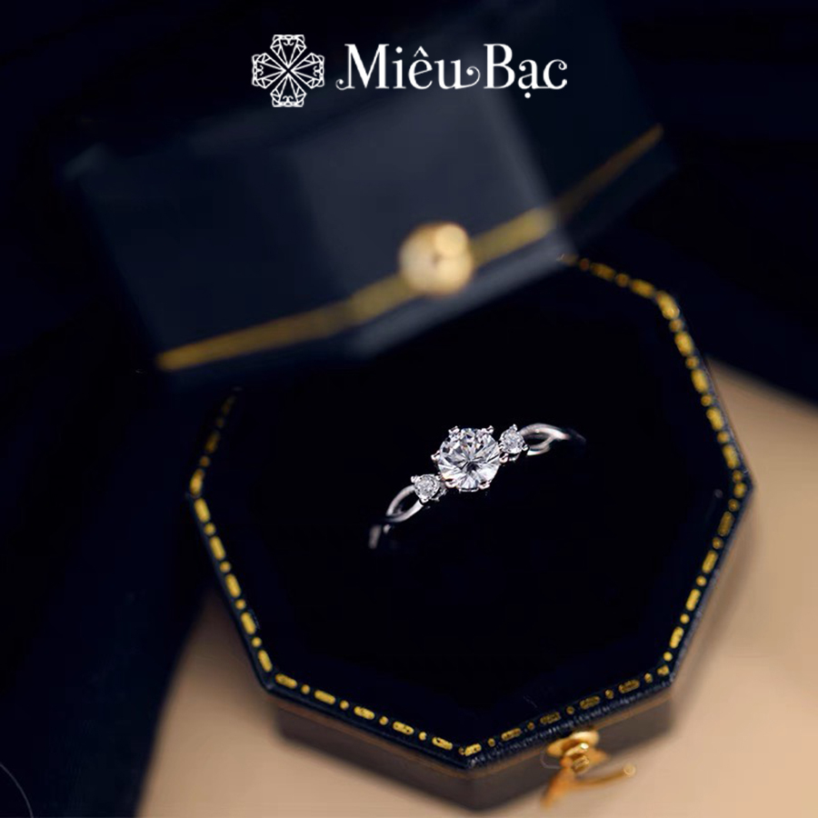 Nhẫn bạc nữ Miêu Bạc Clara đính đá sang chảnh đủ size chất liệu bạc S925 thời trang phụ kiện trang sức nữ N400408