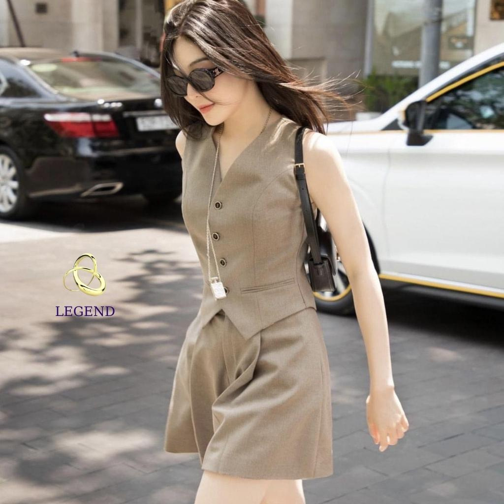 Bộ đồ nữ - Set ghi lê quần sooc - Sét thời trang đồ thiết kế 2 món mang phong cách sang trọng lịch sự