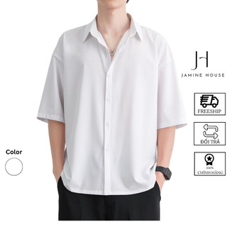 Áo Sơ Mi Tay Ngắn JAMINE HOUSE kiểu Trơn Màu Đẹp Unisex Form Rộng